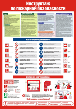 С148 Инструктаж по пожарной безопасности (700х1000 мм, пластик ПВХ 3мм, Прямая печать на пластик)  - Стенды - Стенды по пожарной безопасности - магазин "Охрана труда и Техника безопасности"